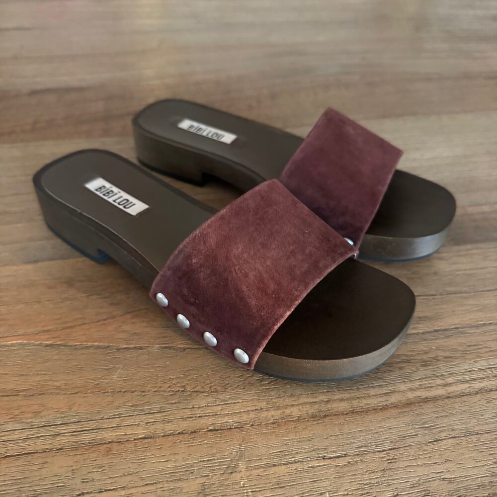 Bibi Lou (Anthropologie) Wood-Bottom Slides - Size 37 - Picture 1 of 6